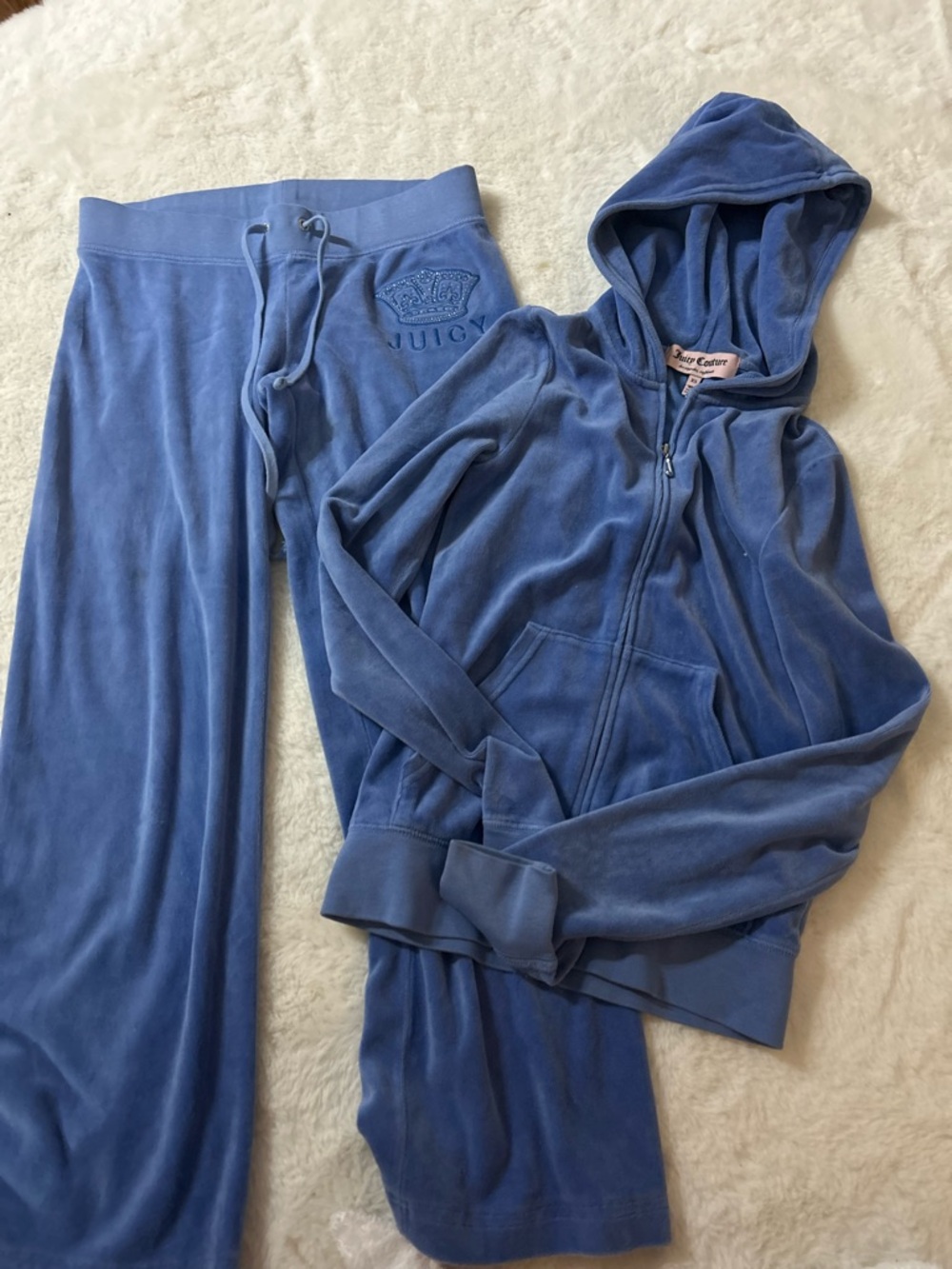 Juicy Couture Light Blue Velour Hoodie & Joggers Set